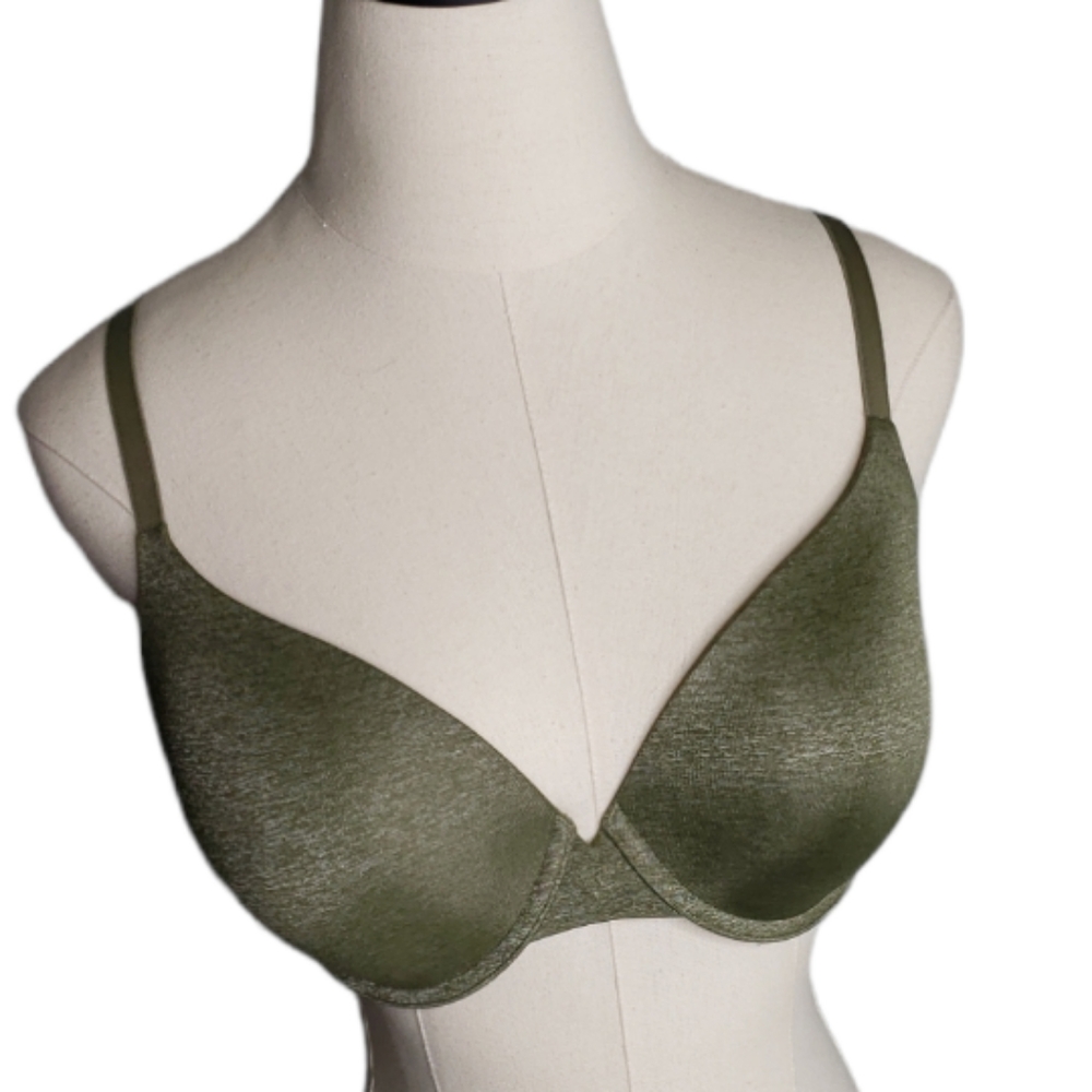 Victoria's Secret Uplift Semi Demi Plunge Heathered Bra Padded 34DD